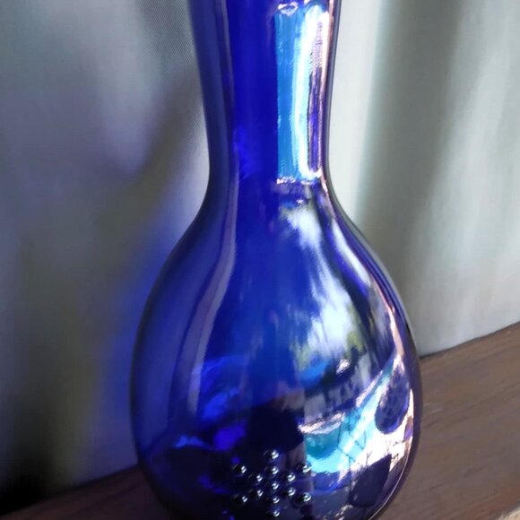 Beautiful Vitbot "Fruit of Life" Cobalt Blue Lead Free Glass Carafe Jug - Picture 2 of 10